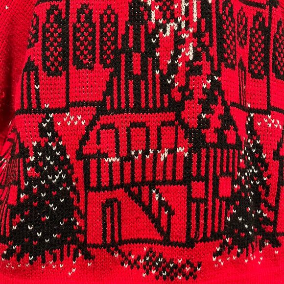 Precious Knits Women’s Vtg Christmas Sweater Red Black Silver USA Sz L/XL - Picture 9 of 11